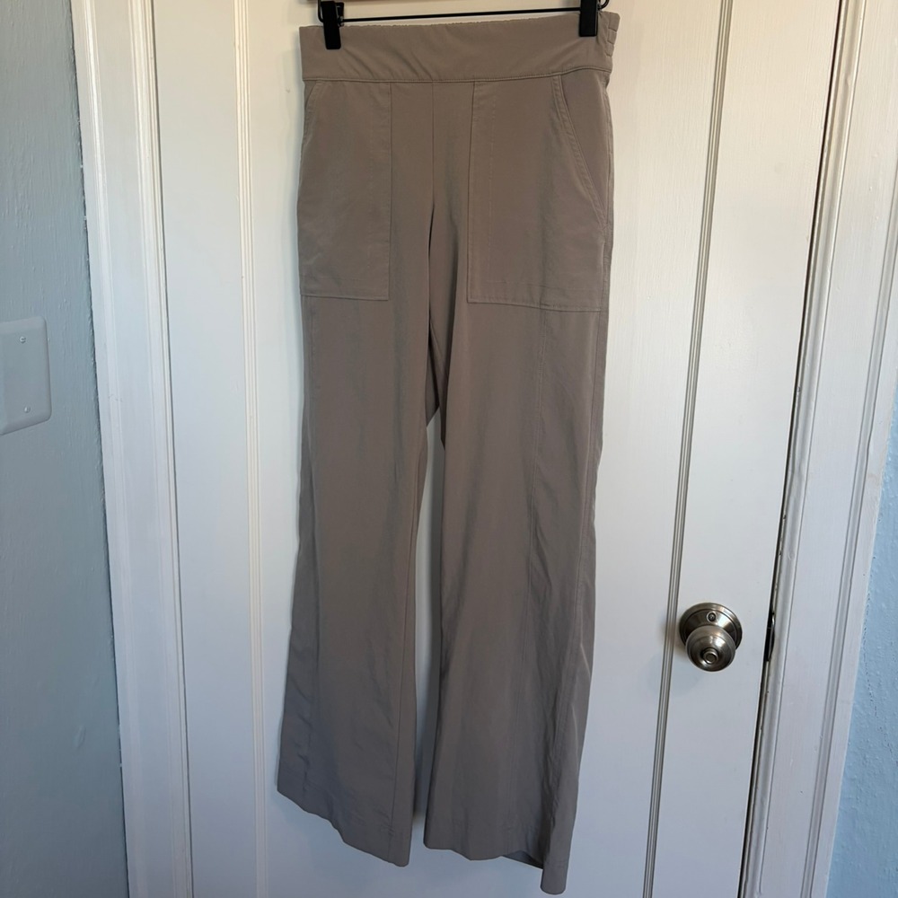 Athleta Chelsea Wide Leg Pant Womens 0 Taupe Gray Pull On Travel Stretch Pant